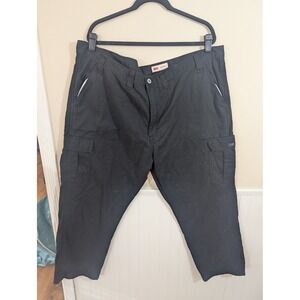 Wrangler Authentics Mens Fleece Lined Cargo Pants Black Cotton Twill Work 46x30